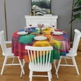 thumbnail image 2 of Colorful Circular Pattern Round Tablecloth 60"x60",Wrinkle Wipeable Table Cloth for Kitchen Dining Room Picnic Patio Party, 2 of 6
