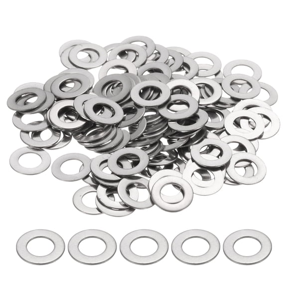 M5 Flat Washer for Screw, 120Pcs 304 Stainless Steel Washers 5MM ID x 10MM OD x 0.5MM Thick(Silver Tone)