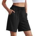 thumbnail image 2 of Women's 2026 Summer Casual Shorts with Pocket Elastic High Waisted Wide Leg Beach Shorts Black XL, 2 of 8