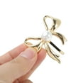 thumbnail image 4 of Unique Bargains 1 Pc Ponytail Buckle Hair Clip Faux Pearl Bow Hair Ponytail Cuff for Women Gold Tone, 4 of 6