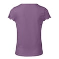 thumbnail image 3 of GigrtiJin Womens Trendy Tops Patchwork Lace Short Sleeve V Neck Solid Color Blouse Slim Comfy Tees, 3 of 6