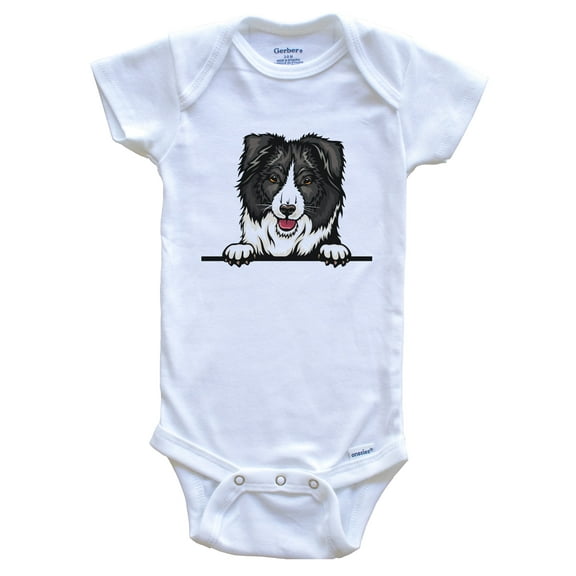Border Collie Dog Breed Cute Baby Bodysuit v2, 0-3 months white