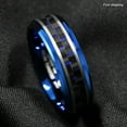 thumbnail image 4 of Tungsten Rings for Men Wedding Bands for Him 8mm Black and Blue Carbon Fiber, 4 of 5