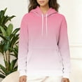 thumbnail image 2 of lcziwo Womens Gradient Color Drawstring Hoodies Casual Winter Warm Fleece Lined Pullover Tops Long Sleeve Hooded Sweatshirt with Pockets, Pink, XXL, 2 of 8