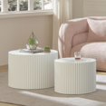 thumbnail image 3 of GZXS Round Fluted Coffee Table Set of 2 - Waterproof & Eco-Friendly MDF Nesting Tables, No Assembly, for Living Room, 300lbs Capacity (White), 3 of 9