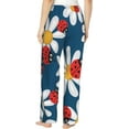 thumbnail image 4 of PISONIC Daisies With Ladybugs Printed Women's Pajama Pants, Comfy Pajama Bottoms With Pockets&Drawstring, 4 of 7