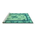 thumbnail image 2 of Ahgly Company Machine Washable Indoor Round Oriental Turquoise Blue Asian Inspired Area Rugs, 8' Round, 2 of 4