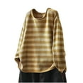 thumbnail image 6 of ClodeEU Women's Round Neck Striped Sweaters,Oversized Knit Pullover ,Fall Fashion Sweater Jumpers Tops Yellow,Womens Plus XL, 6 of 6