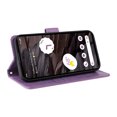 thumbnail image 5 of Designed for Google Pixel 7A Case Wallet,Women Flip Folio Cover with Butterfly & Flower Embossed PU Leather Stand Credit Card Holders Slots Wrist Strap Shockproof Phone Case,Purple, 5 of 11