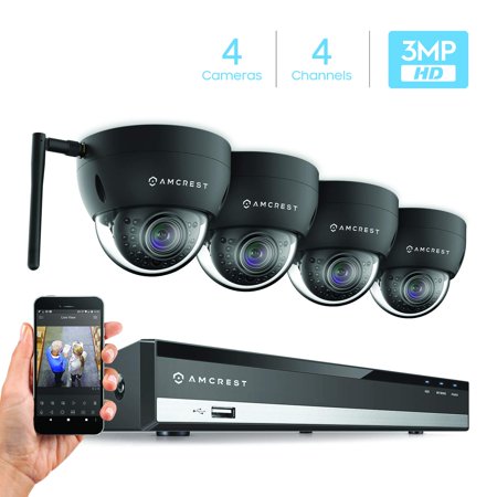 Amcrest 3MP Security Camera System w/ 4K 4CH NVR, (4) x 3
