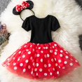 thumbnail image 2 of Girls Minnie Mouse Headband Short Sleeve Tutu Tulle Princess Dresses Outfit Set, 2 of 4