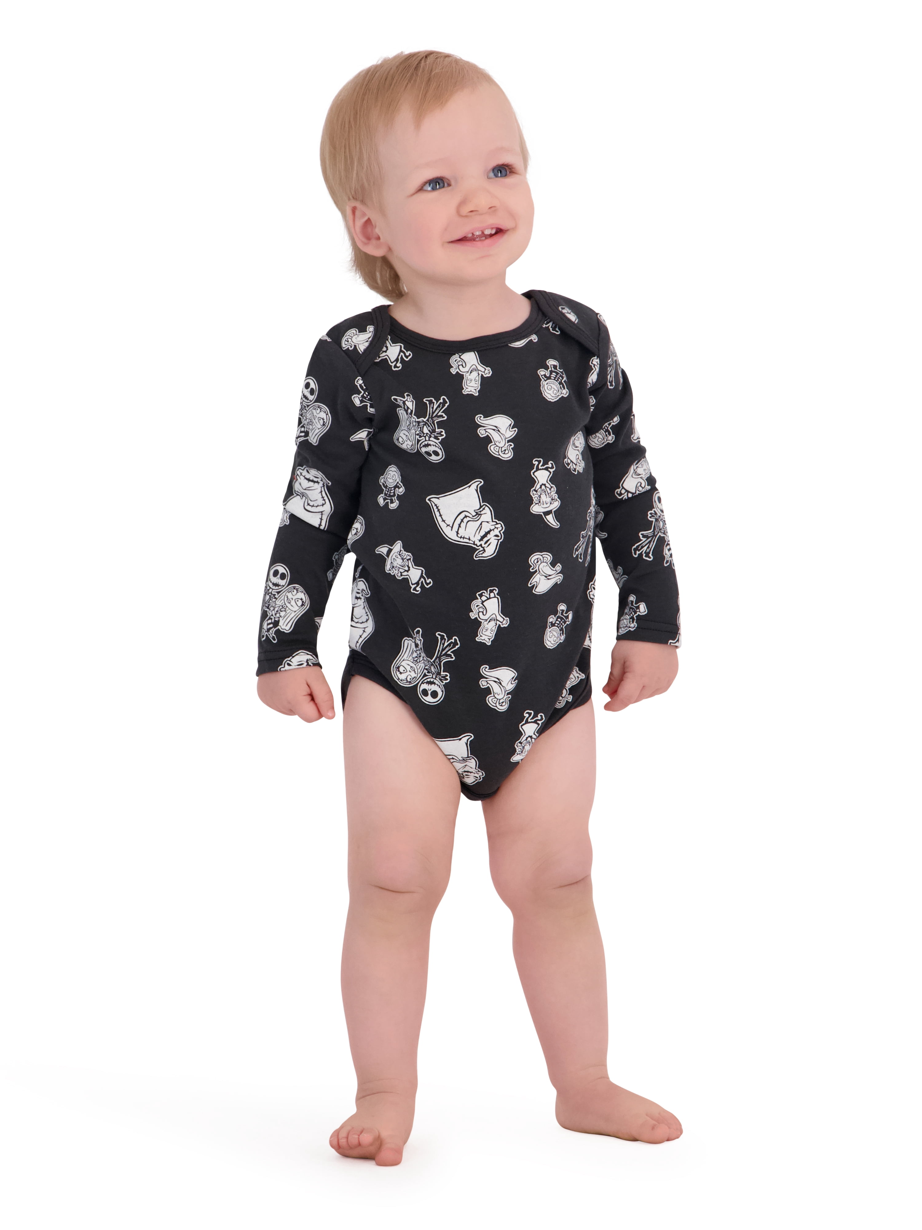 Nightmare Before Christmas Baby Boy 3 Pack Long Sleeve Bodysuit, Size 0-24 Months