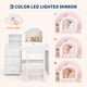 thumbnail image 2 of Yeshouse Tocador infantil con espejo y luces, tocador de maquillaje de madera rosa de princesa con silla, estantes y cajones de almacenamiento, tocador para niñas 2 en 1, 2 of 7