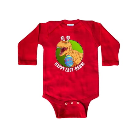 

Inktastic Happy East Rawr with Tyrannosaurus in Bunny Ears Gift Baby Boy or Baby Girl Long Sleeve Bodysuit