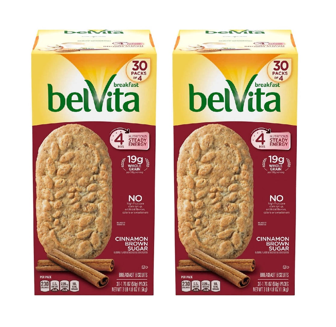 belVita Breakfast Biscuit, Cinnamon Brown Sugar, 1.76 oz, 30 ct 2PK