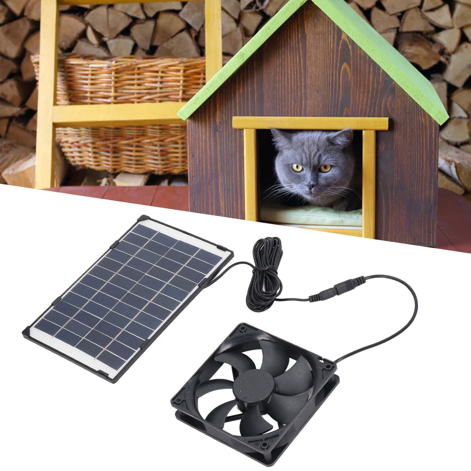 6W 12V Solar Panel Fan Kit, Solar Mini Exhaust Fan Waterproof For Small Chicken Coop, Greenhouse, Dog House, Shed, Car Window Exhaust, DIY Cooling Ventilation Project 87CFM,
