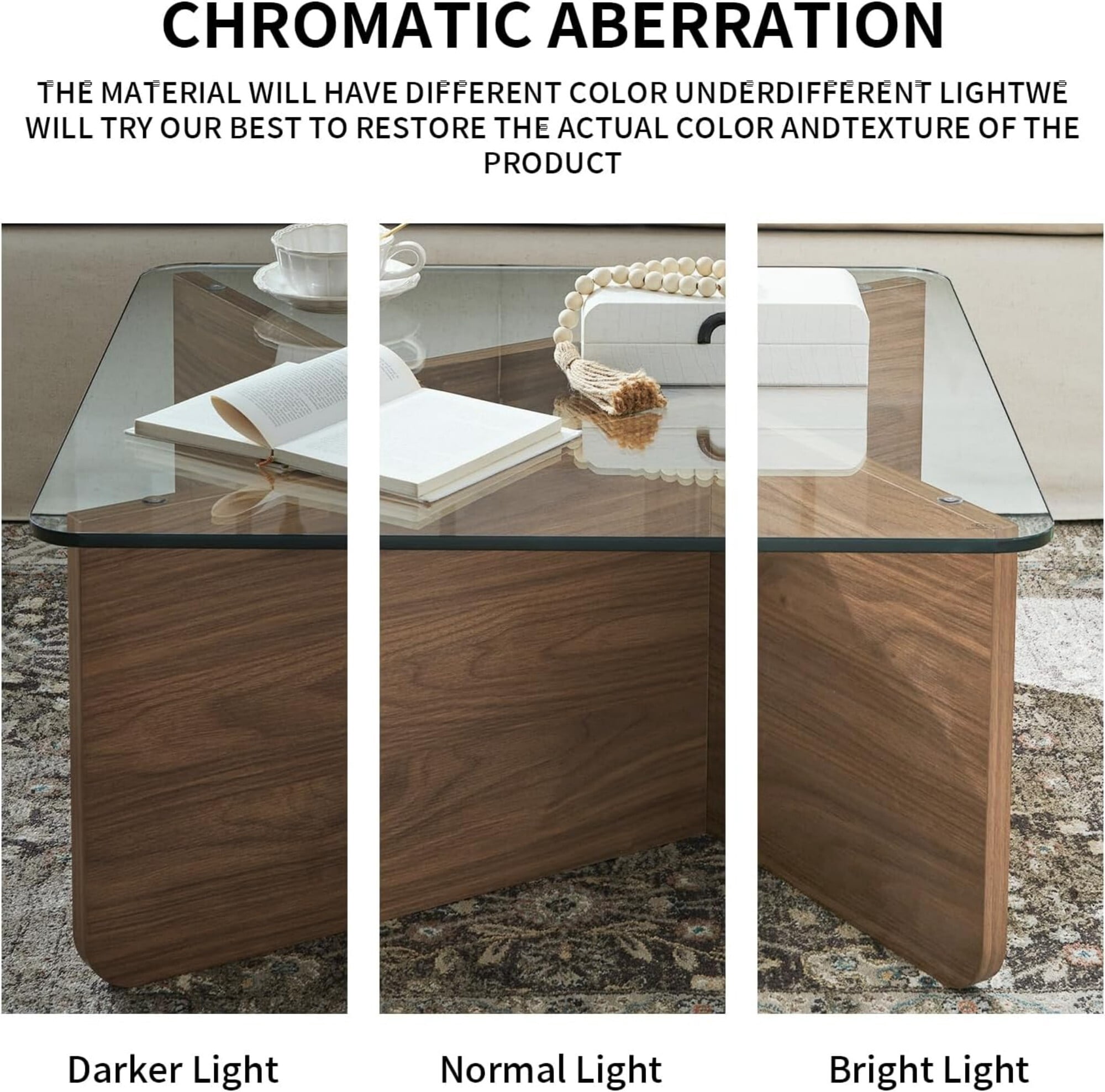 AENKYO Modern 31.5" Square Glass Coffee Table with Tempered Glass Top and Wooden X-Frame Base, Natural Color