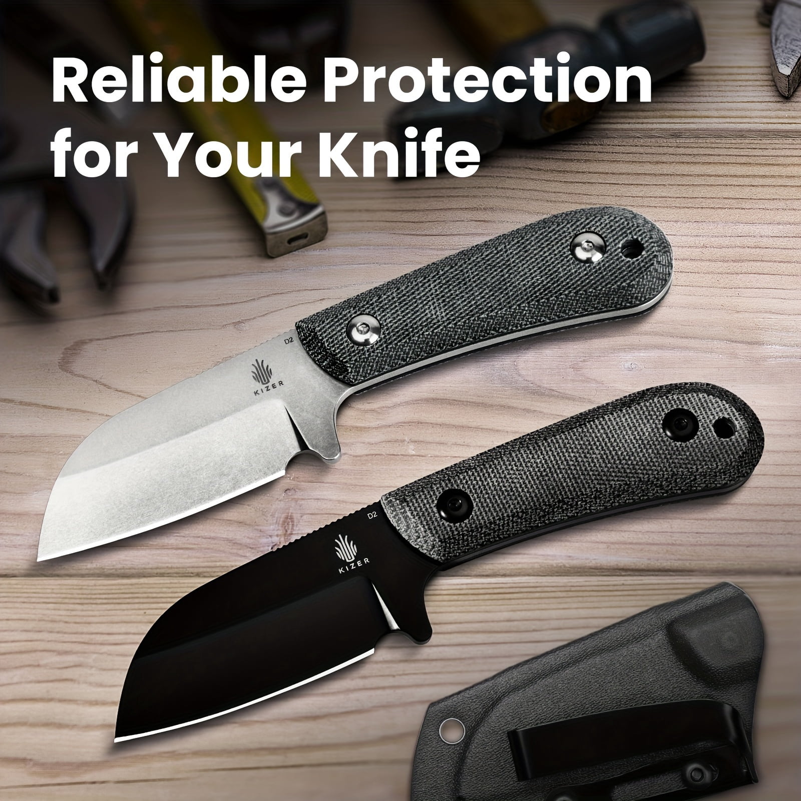 Kizer Deckhand Fixed Blade Knife , D2 Steel Micarta+G10 Handle, 1062A2