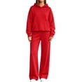 thumbnail image 4 of JOANKDMI 2 Piece Women Sweatsuits Long Sleeve Pullover Hoodie and High Waisted Wide Leg Pants Matching Lounge Sets Cozy Fall Trendy Outfits Casual Activewear Tracksuits, 4 of 8