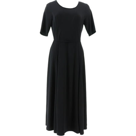 Nina Leonard Nicole Belted Midi Dress Godet Black Solid Pm New 685 869 Nina Leonard Nicole Belted Midi Dress Godet Black Solid Pm New 685 869