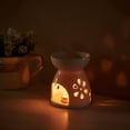 thumbnail image 4 of White 3pcs Hollowing Ceramic Tealight Candle Holder Sakura/Love/Peach Blossom Hollowing Pattern Aroma Burner for Fragrance Aromatherapy Essential Romantic, 4 of 5