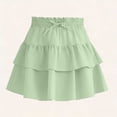 thumbnail image 4 of QTBIUQ Girls Tiered Ruffle Skirt Solid Color Casual Mini Skirt with Elastic Waist Bow Summer Layered Skirt, 4 of 9