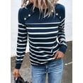 thumbnail image 6 of AherBiu Spring Fall Tops for Women Long Sleeve Striped Crew Neck Pullover Blouse Tunic Top T Shirt, 6 of 6