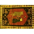 thumbnail image 1 of Ahgly Company Machine Washable Indoor Rectangle Animal Yellow Traditional Area Rugs, 7' x 10', 1 of 4