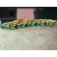 thumbnail image 5 of 18k Gold Plated Green Emerald & Tanzanite Oval Gemstone Tennis Bracelet 925 Sterling Silver Delicate Bracelet Wedding Jewelry Engagement Gift, 5 of 7