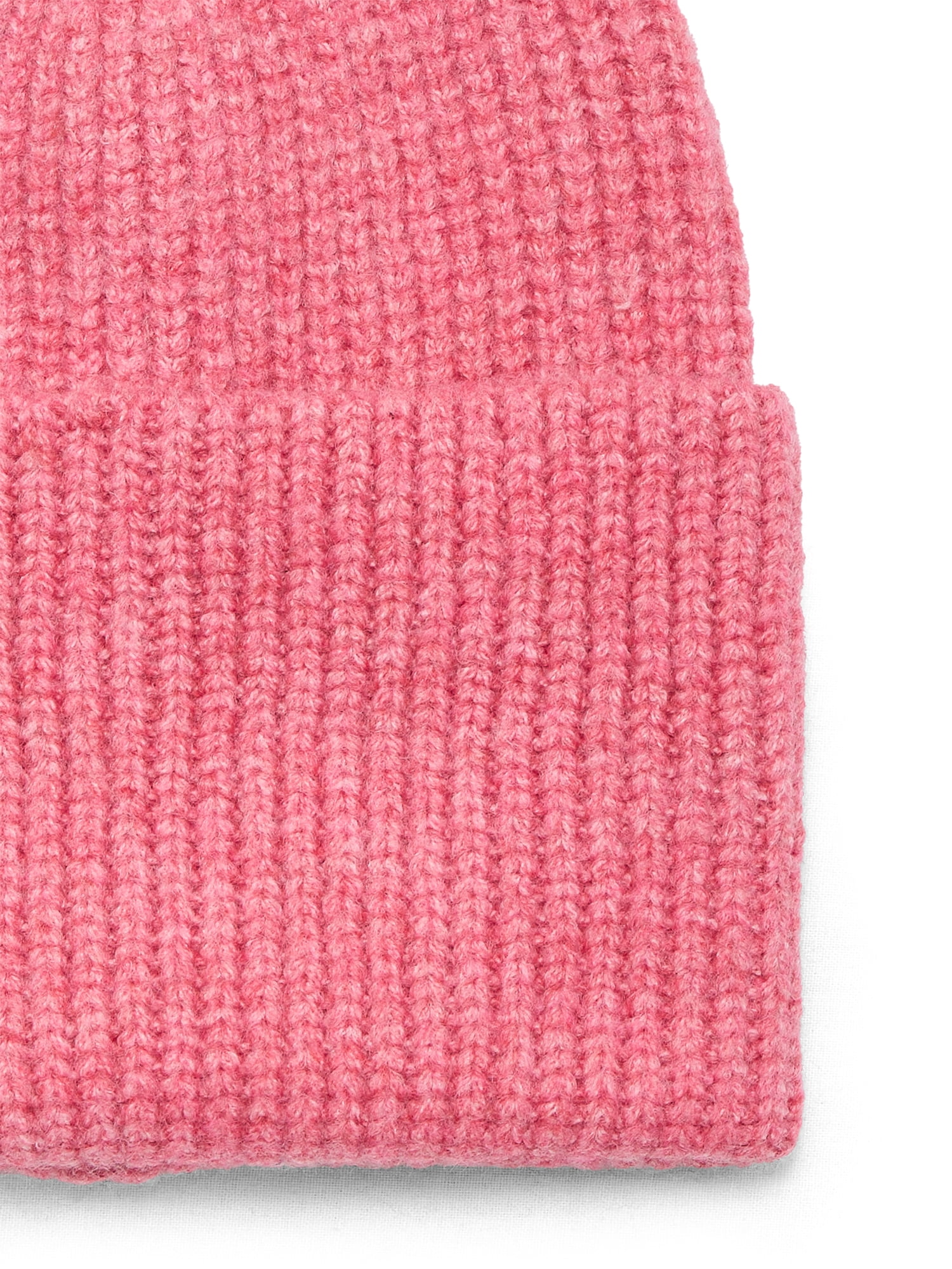 Time and Tru Women's Wide Cuff Beanie Hat, One Size, Pink