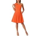 thumbnail image 2 of Vestido de fiesta A-Line con tirante asimétrico y lazo para mujer INSPIRE CHIC, con bolsillos, color naranja, talla S, 2 of 6