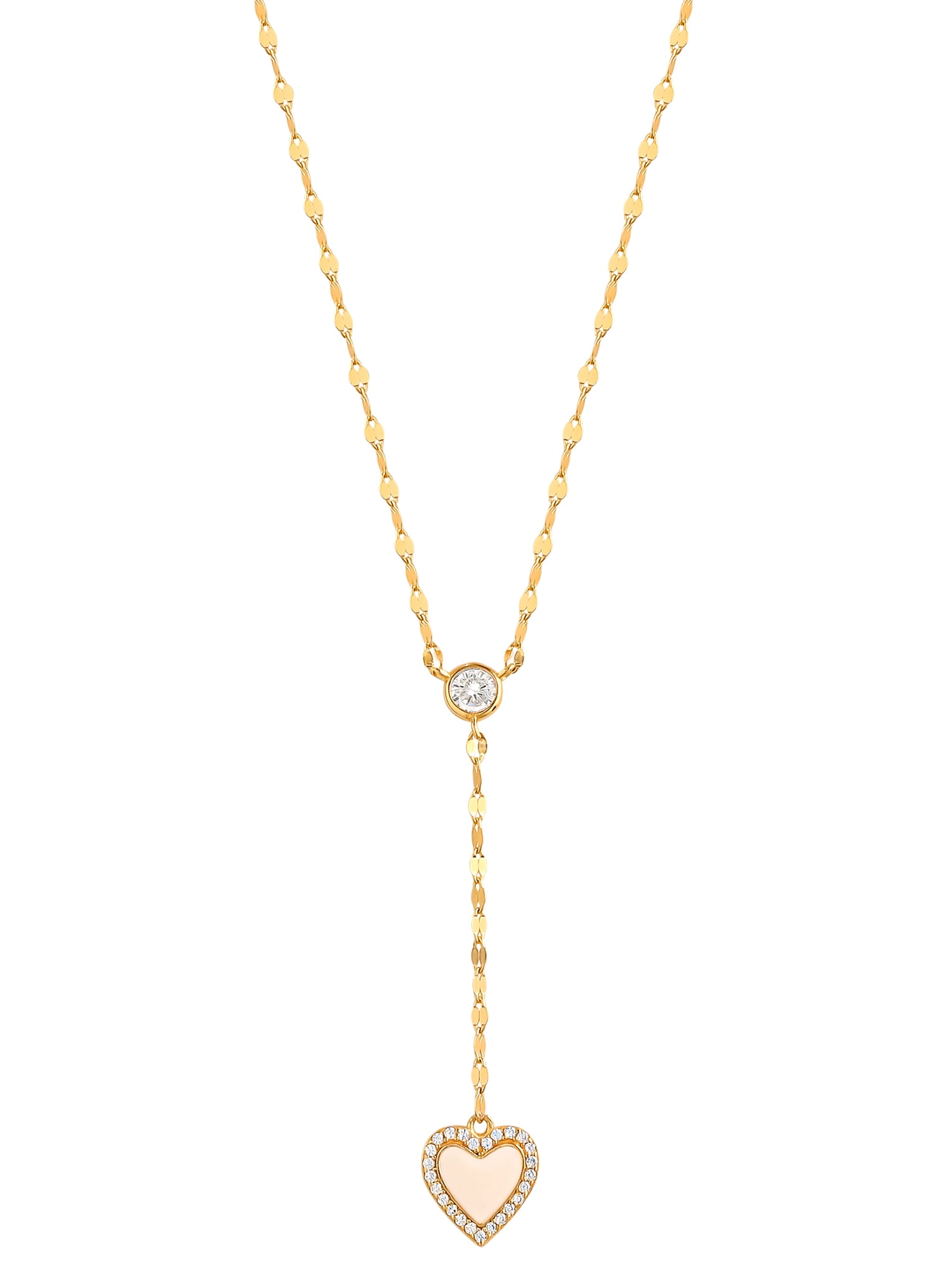 Gold Plated Sterling Silver Heart Necklace with CZ Stones
