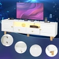 thumbnail image 4 of SESSLIFE TV Stand for 70 Inch TV, Large Television Stand with RGB LED Lights, Modern Wood Entertainment Center，TV Cabinet with Cabinet and Drawers, TV Cabinet for Living Room, Bedroom, White, 4 of 6