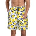thumbnail image 2 of Uemuo Tropical Lemon Pattern Men's Swim Trunks Hawaiian Beach Bathing Suit Swimsuits Beach Quick-Dry Shorts with Pockets-Small, 2 of 9