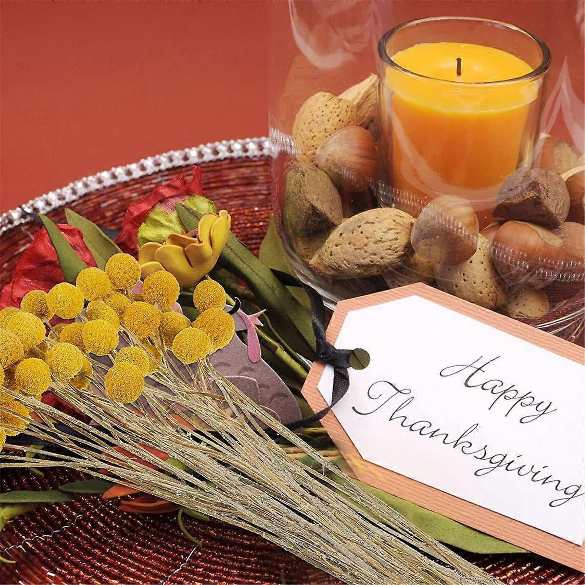 48 Pcs Dried Flowers Dried BillyBalls Dried Craspedia Flowers Button Yellow Dried Flowers Fake Silk