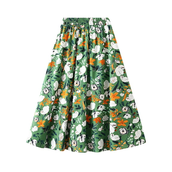 Vedolay Skorts Skirts For Women Women's Hawaiian Skirts Beach Ruched Front Tropical Skirt with Slit,Green One Size