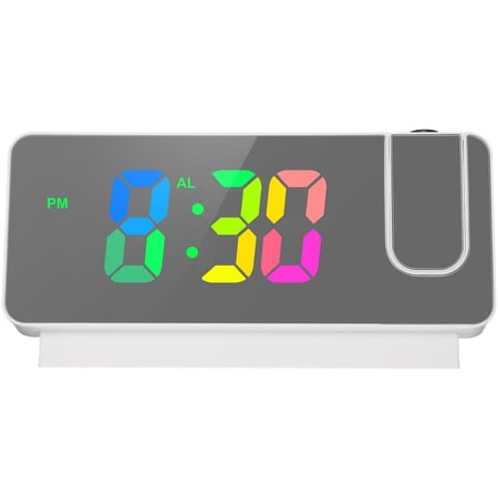 Silent Movement Real Time Temperature Date Projection Alarm Clock Bedroom Clocks Wall Ceiling Overhead Projector Led Home Decor