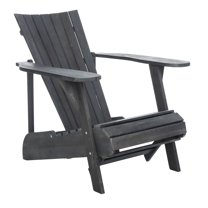Safavieh Merlin Acacia Wood Adirondack Chair w/ Retractable Footrest in Gray