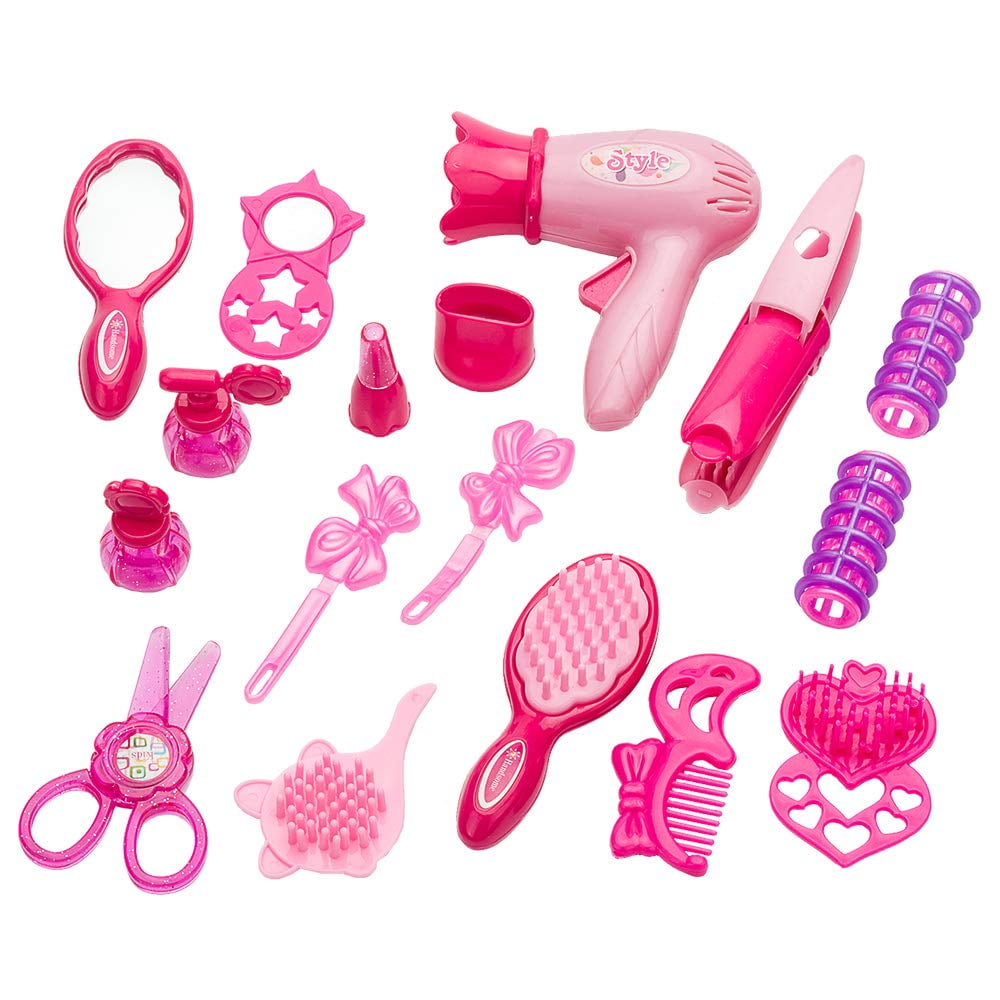 Little Girl Makeup Kit Pretend Play Hair Station with Case Kids Beauty