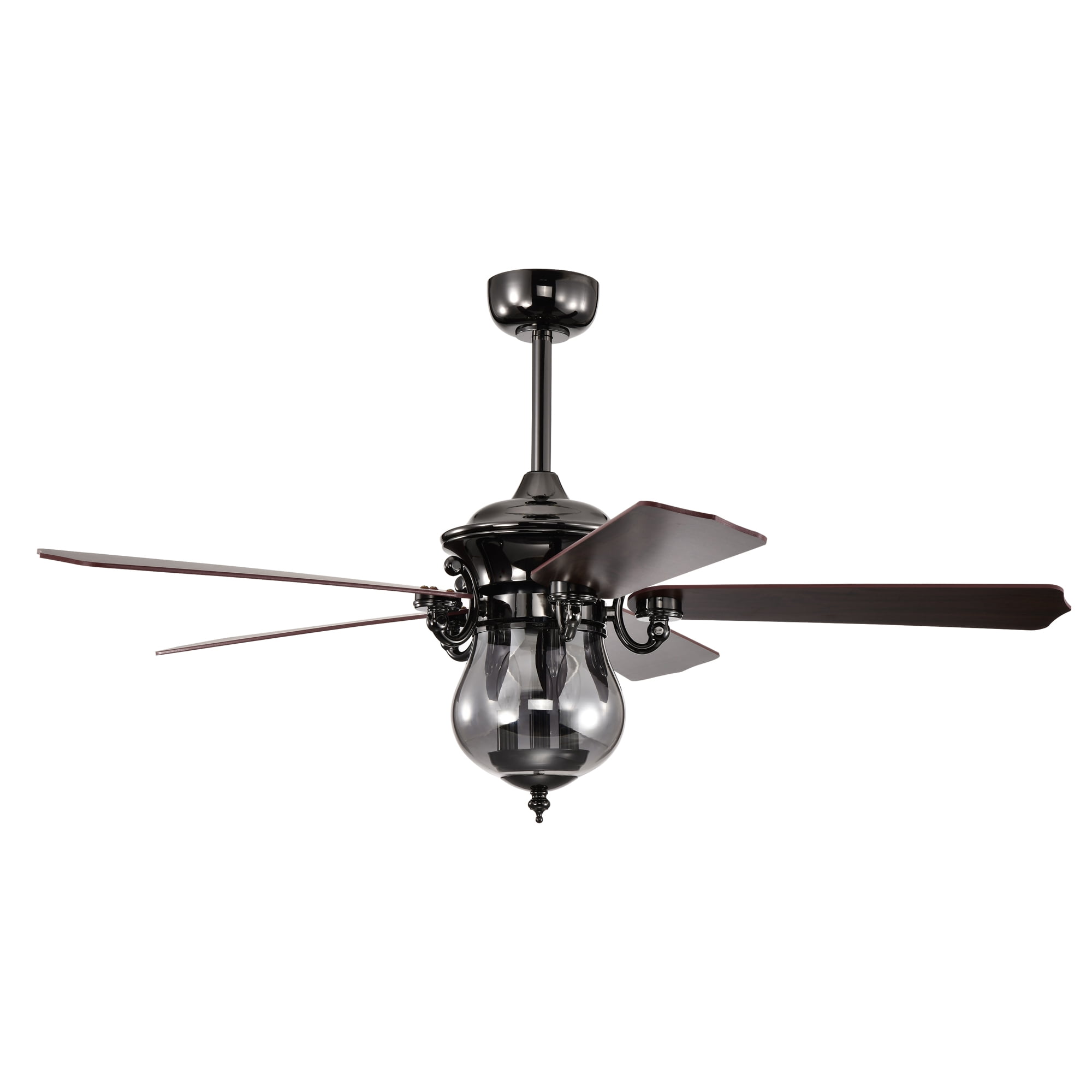 Anja 52 in. 3-Light Indoor Black Chrome Finish Ceiling Fan