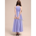 thumbnail image 3 of Drtj 2-14T Junior Flower Girl A-line Scoop Asymmetrical Satin Wedding Bridesmaid Cascading Ruffles Dress, 3 of 6