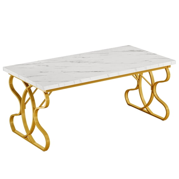Barara King Dining Table, Kitchen Dining Table,Rectangular Modern Luxury Dining Table with Manufactured Wood & Gold Metal Frame for Dining Room