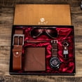 thumbnail image 4 of Conjunto de correa y reloj para hombre, cinturón para gafas, billetera, llavero, reloj de cuarzo con esfera grande, 4 of 6