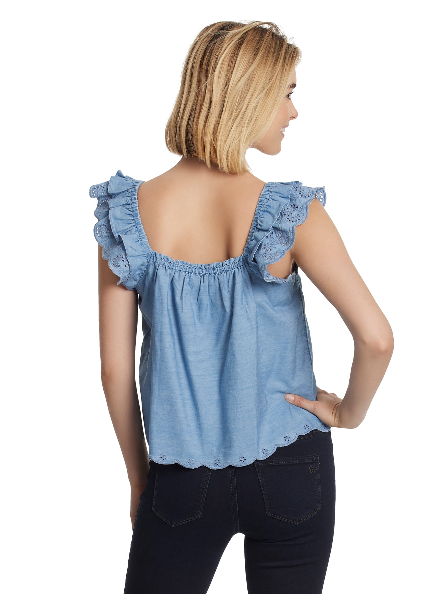 Jessica Simpson Women's and Women's Plus Flutter Sleeve Top