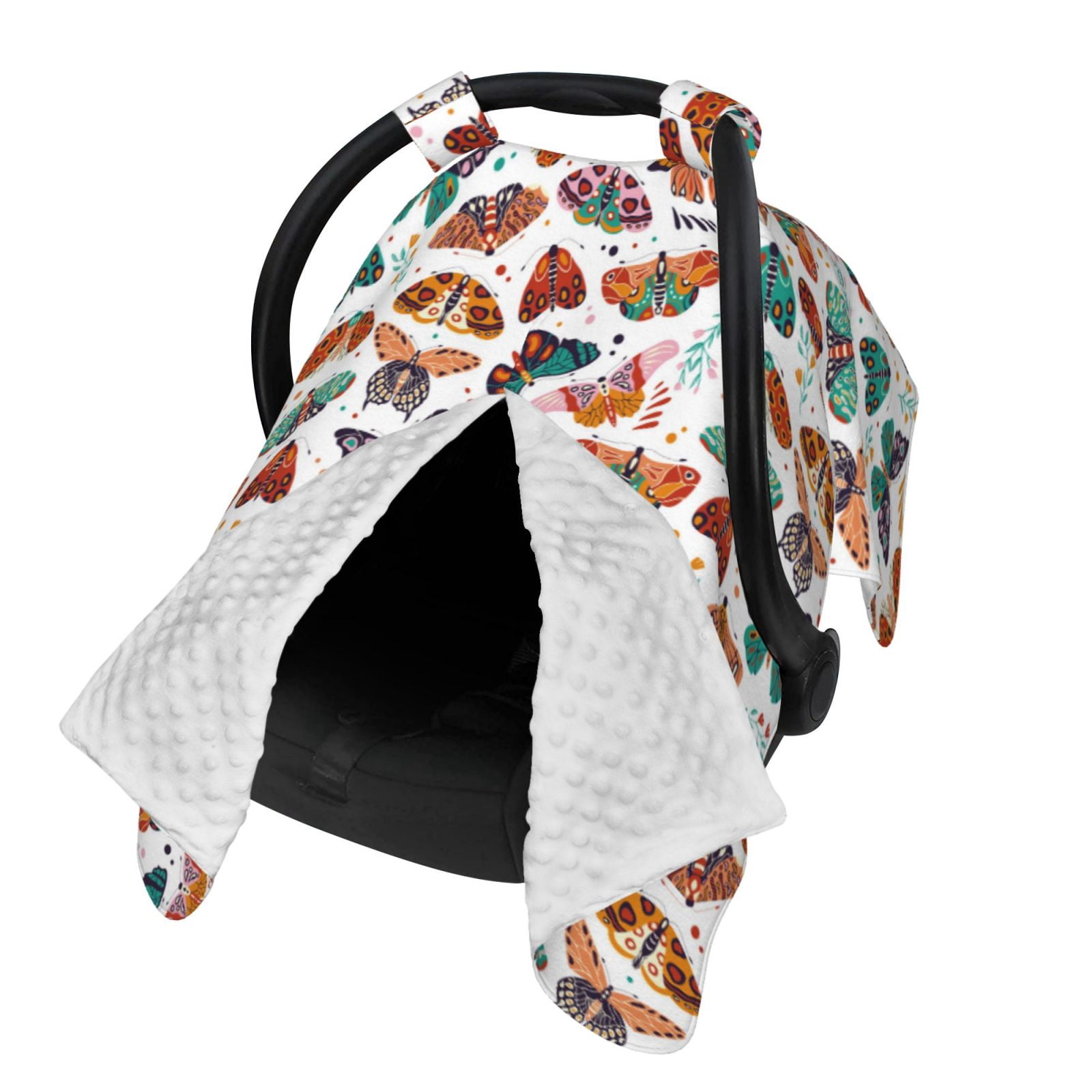 Naloa Colorful Butterfly Baby Car Seat Cover, Breathable Baby Carrier Cover, Multiuse Baby Carrier Cover & Nursing Breastfeeding Cover