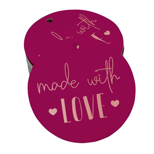 Inkdotpot Real Rose Gold Foil Made With Love Text Tags Favor Hang Paper Tags 100 Pieces