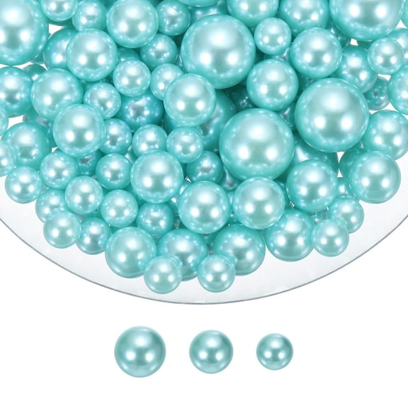 Uxcell 150 Pcs Pearl Bead for Vase Filler, 20/14/10mm Faux Pearl Floating Beads Makeup NO Hole for Candles Centerpieces Table Scatter Wedding Home Decoration(Sky Blue)