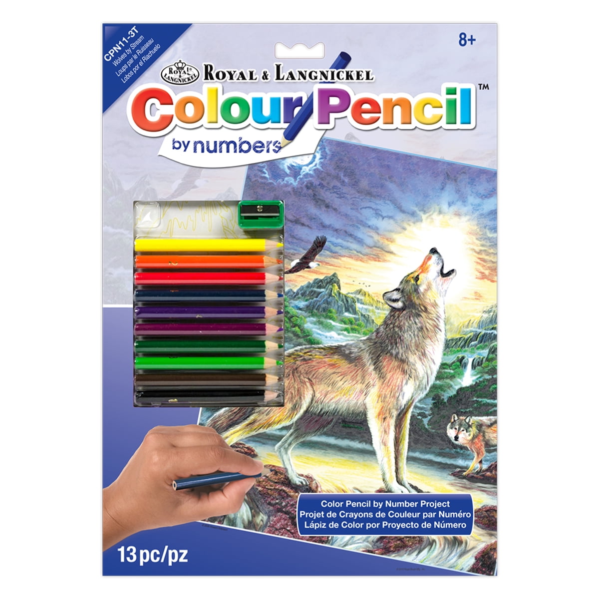 Royal & Langnickel Colour Pencil By Numbers™, 'Wolves By Stream'