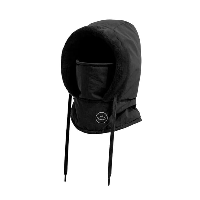 Gorro térmico para esquiar con capucha, resistente al viento y al frío, bufanda y pasamontañas adultos negros