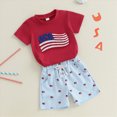 thumbnail image 3 of Kaprioy My First 4th of July Baby Boy Outfit Boys Outfit Kids Baby Boys Short Sleeve Flag Embroidery T Shirt Shorts Set Toddler Boy Summer Clothes, 3 of 8